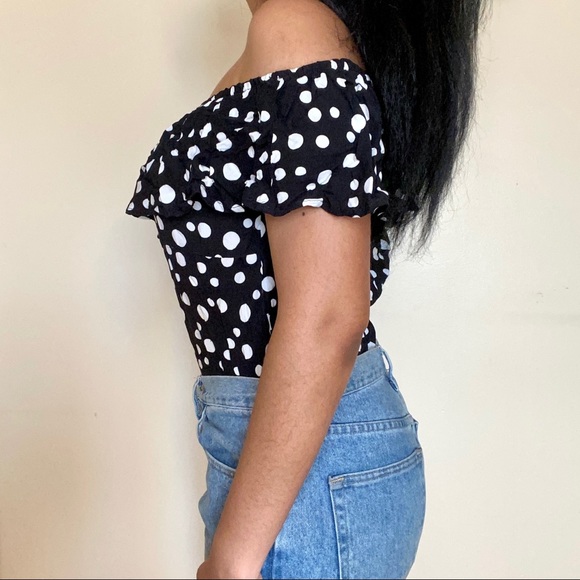 Polka Dot Off The Shoulder Top - Picture 2 of 3